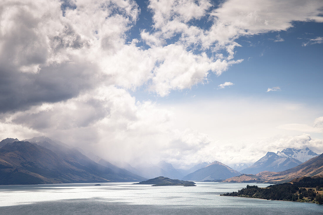 View of Lake Wakatipu in Queenstown, Otago New Zealand.