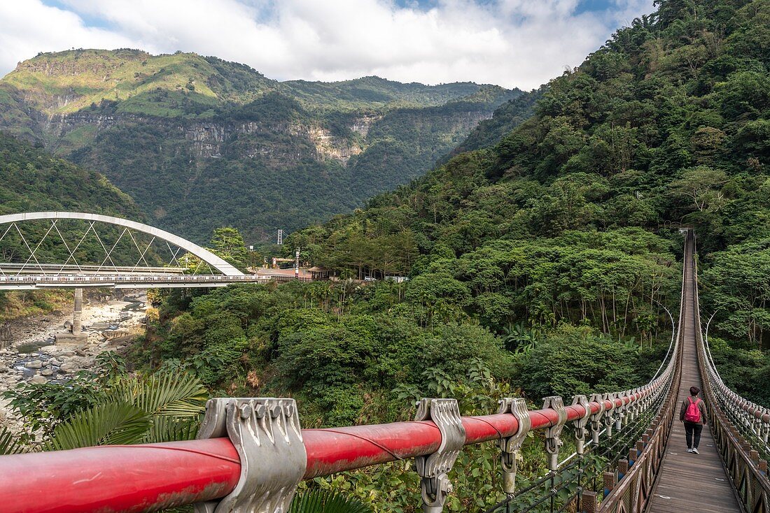 Fumei Suspension bridge in Danayigu Ecological Park, Alishan, Taiwan