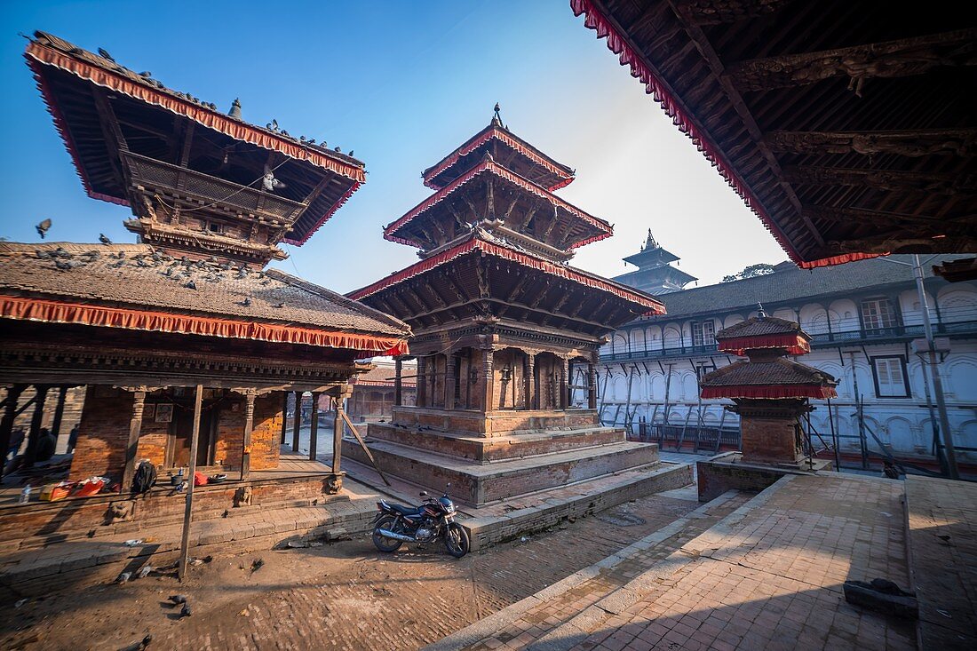 Ancient temples at Kathmandu Durbar Square in Nepal.