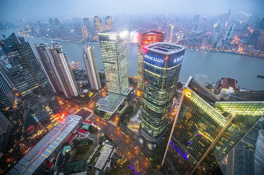 Blick von oben auf Shanghai, China
