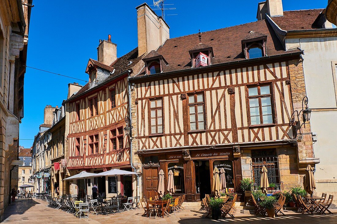 Frankreich, Burgund, Côte-d'Or, Dijon, UNESCO-Weltkulturerbe, alte Häuser in der Amiral Roussin Straße