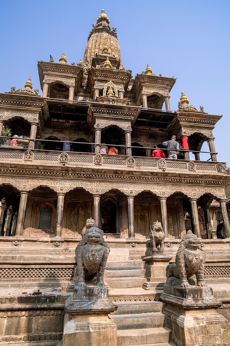Hindu temple Krishna Mandir at Durbar Square of Lalitpur (Patan), Kathmandu valley, Nepal