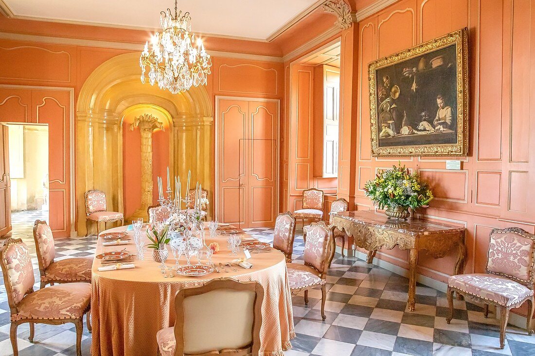 Esszimmer im Château de Villandry im Loiretal, Frankreich