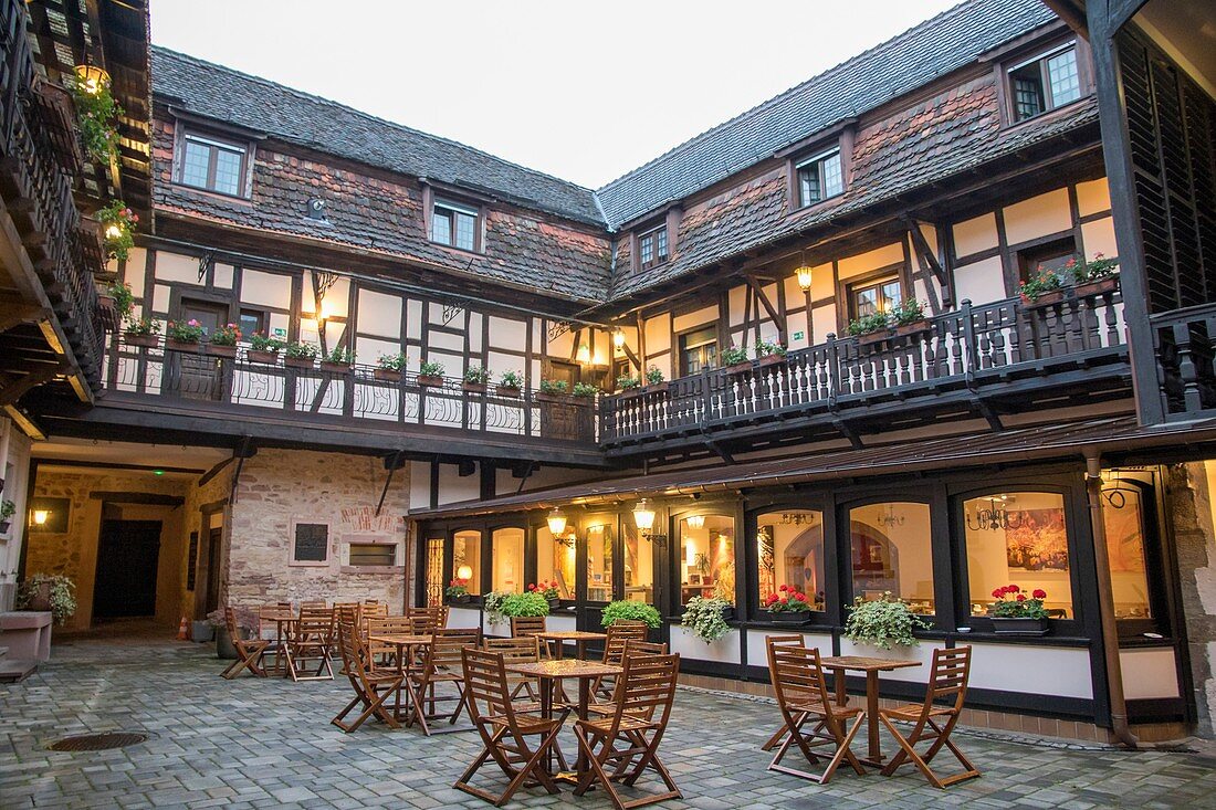 Medieval architecture in Obernai on May 14, 2016 in Alsace France