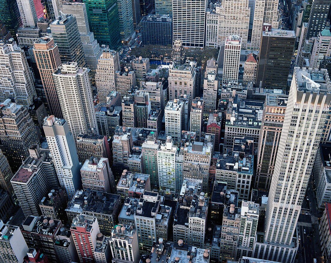 Blick auf Manhattan Midtown von der Spitze des Empire State Building, New York City