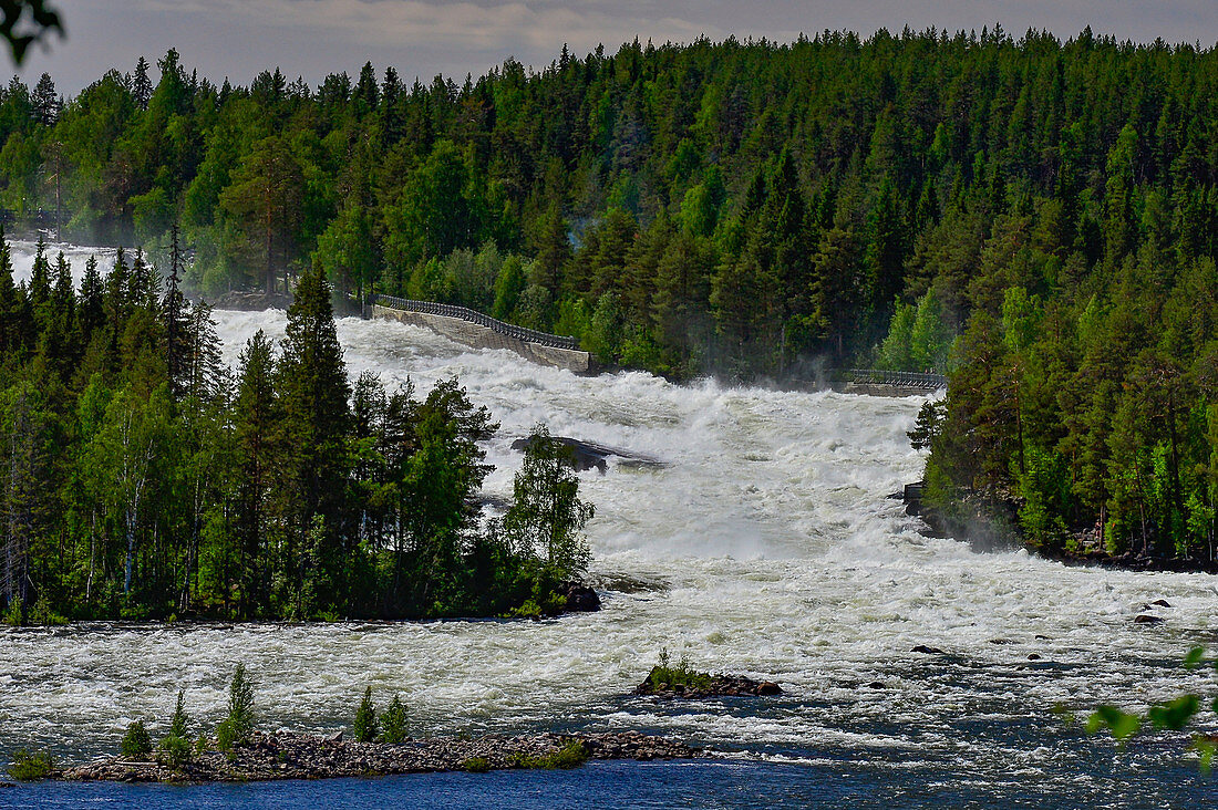 The Storforsen waterfall with rapids, Vidsel, Norrbottens Län, Sweden