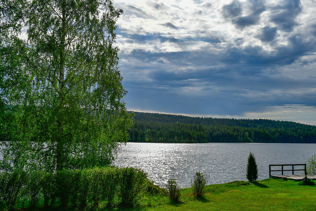 View over forest and lake Sunnansjö near Geese, Örebro Province, Sweden