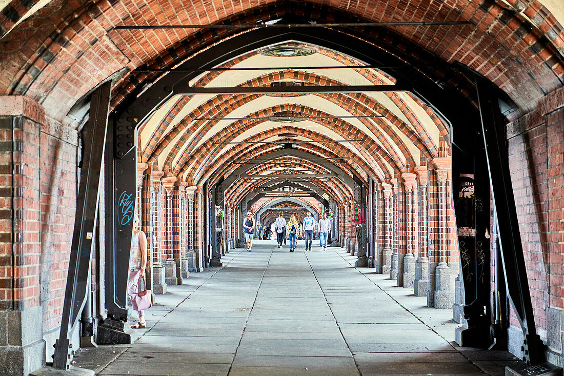 View into the Oberbaum Bridge, Berlin, Germany