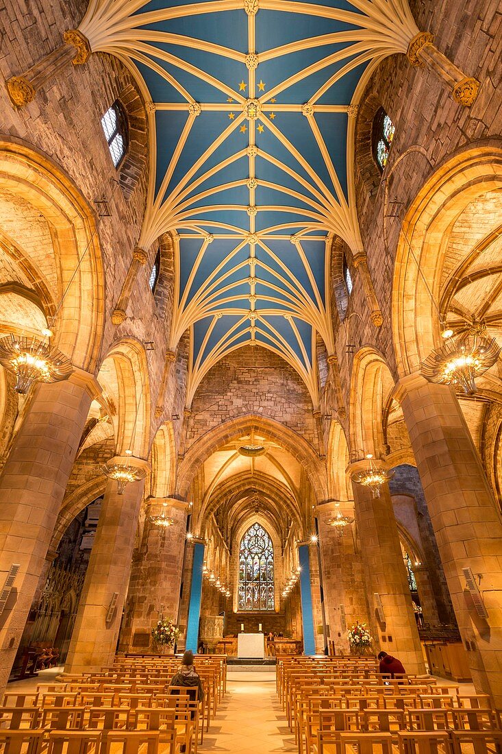 Vereinigtes Königreich, Schottland, Edinburgh, Weltkulturerbe, Innenansicht der St. Giles-Kathedrale aus dem 12. Jahrhundert