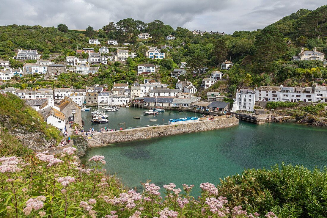 United Kingdom, Cornwall, Polperro, Harbour and Polperro town