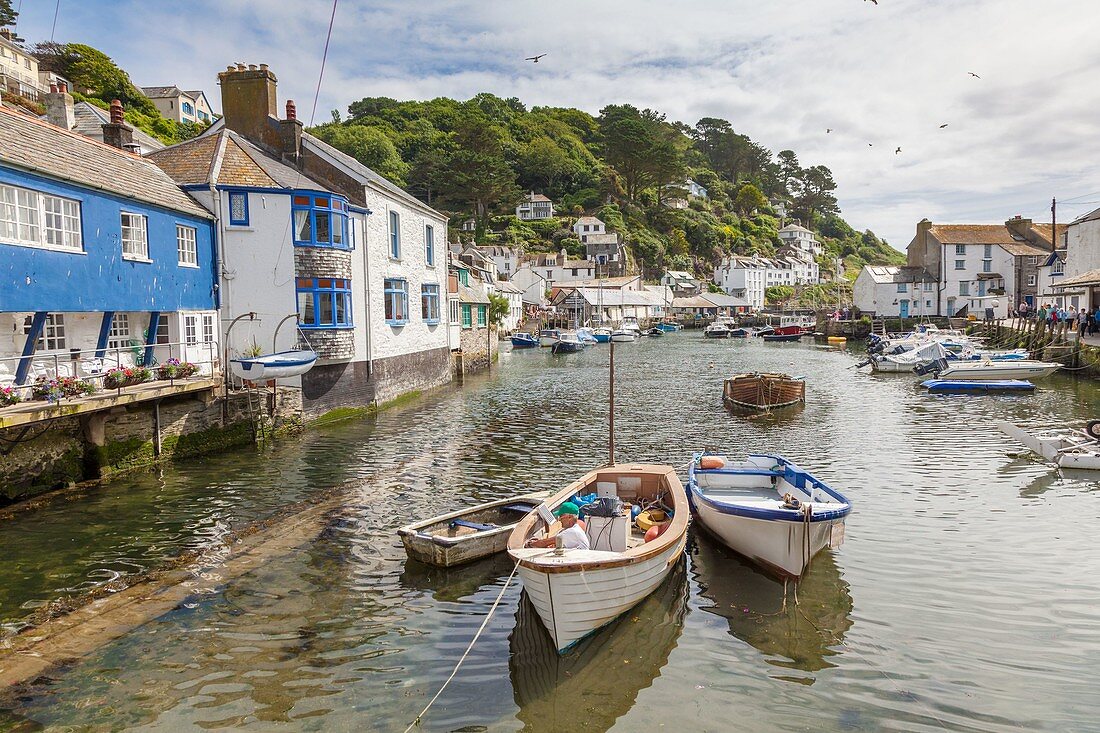 United Kingdom, Cornwall, Polperro, Fishing boats in Polperro Harbour