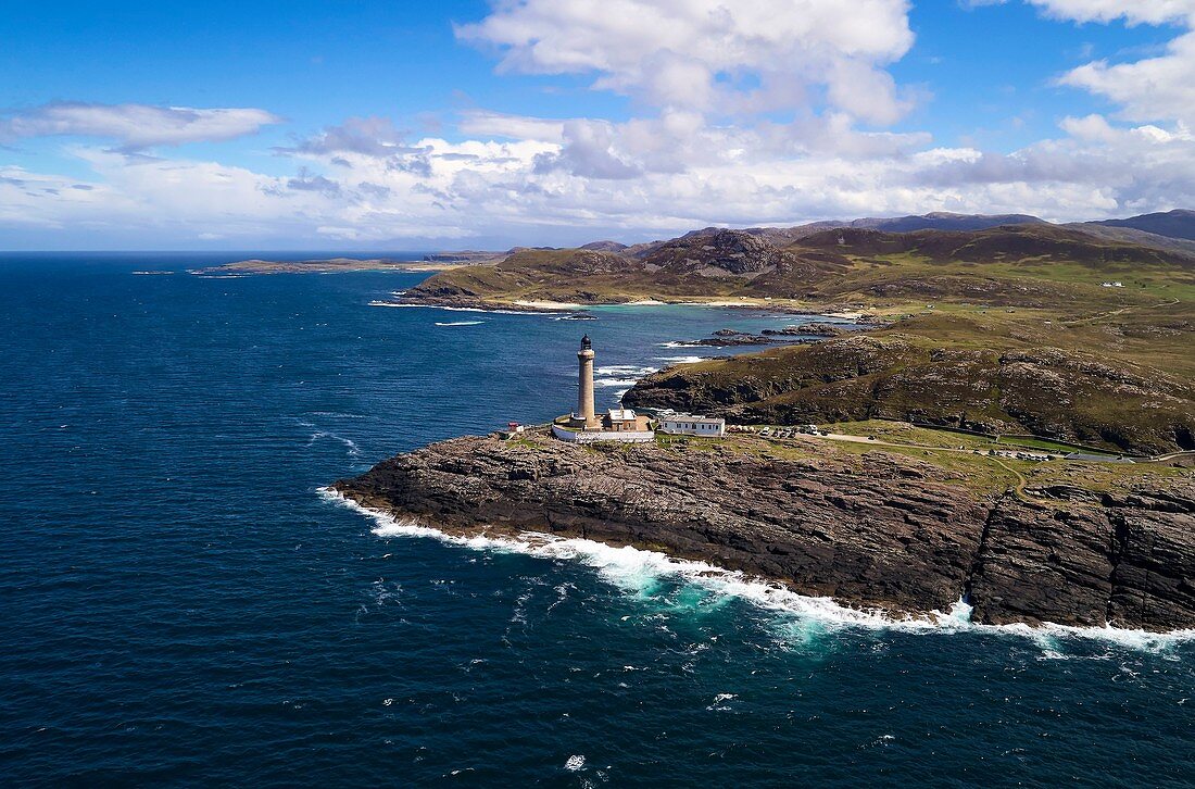 United Kingdom, Scotland, Highland, Ardnamurchan peninsula, Lochaber, Point of Ardnamurchan Lighthouse (aerial view)