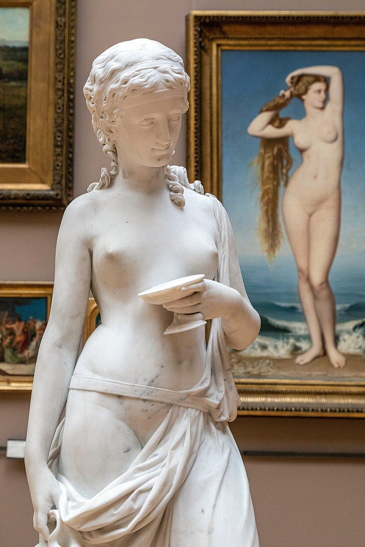 HEBE, CIRCA 1846, BY JEAN-PIERRE VICTOR HUGUENIN AND NAISSANCE DE VENUS FROM 1862 BY AMAURY-DUVAL, THE SMALL GALLERY, FINE ARTS PALACE, LILLE, NORD, FRANCE