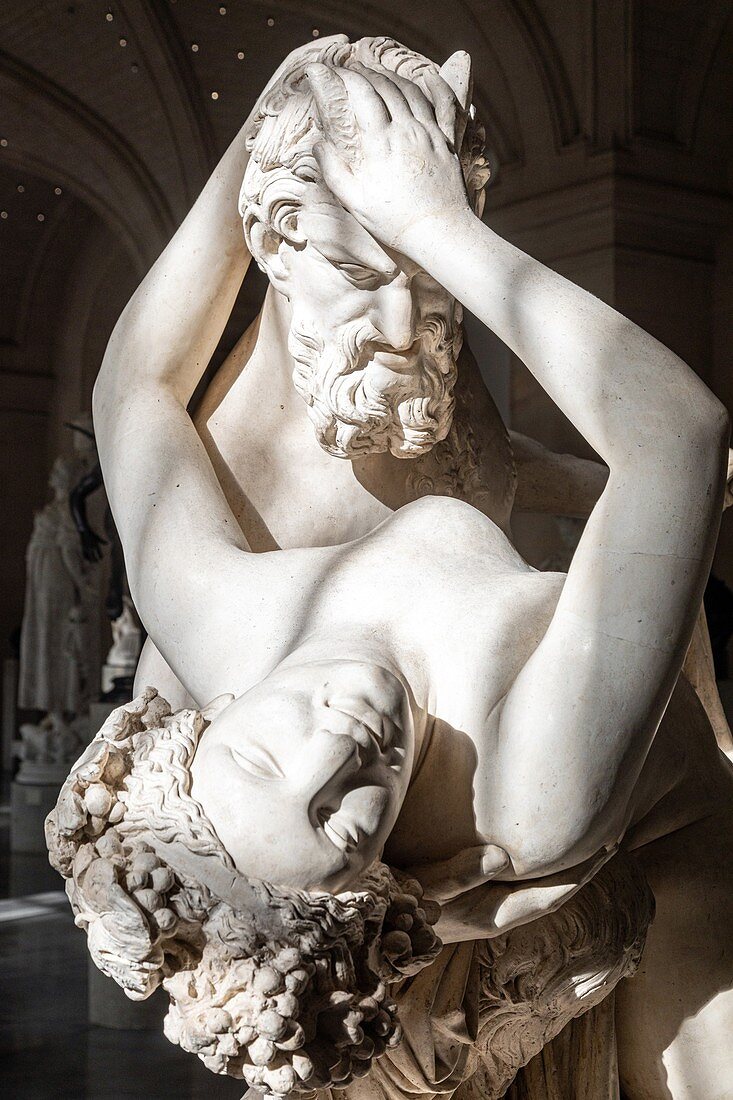 Satyr And Bacchante, um 1833 von Jean Jacques Genannt James Pradier, Saal der Skulpturen des 19. Jahrhunderts, Palast der Schönen Künste, Lille, Nord, Frankreich