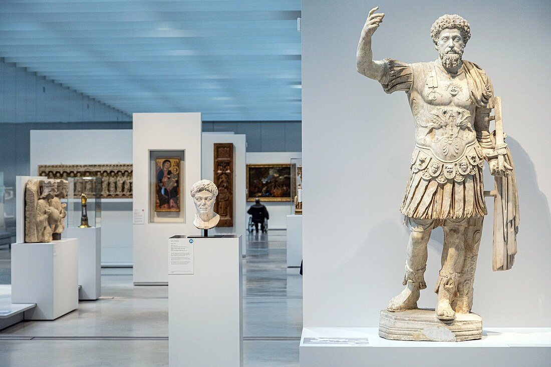 Marcus Aurelius, Römischer Kaiser (161-180 N.Ch.), Galerie der Zeit, Lupenmuseum, Linse, Pas-De-Calais, Frankreich