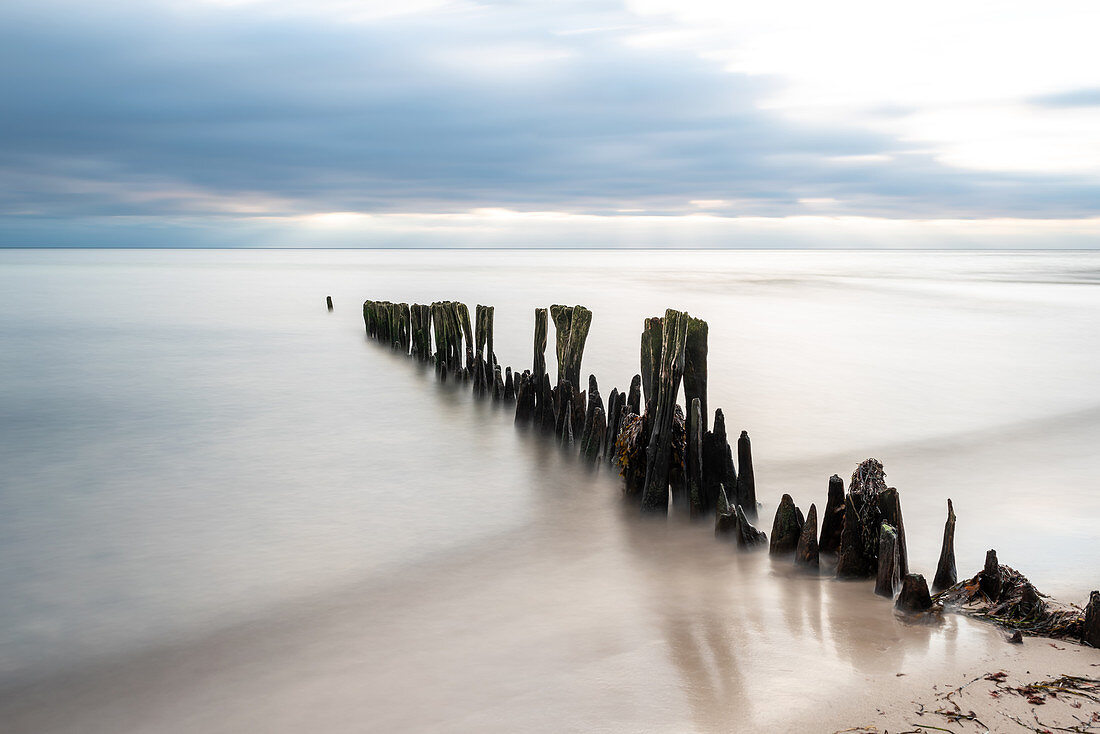 The quiet and calm Baltic Sea in the morning in Ostermade, Ostholstein, Schleswig-Holstein, Germany