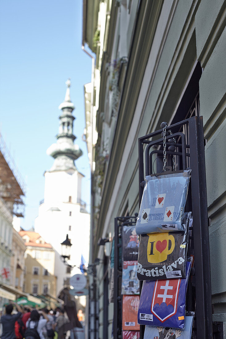 Tourist t-shirts for sale, Bratislava, Slovakia.