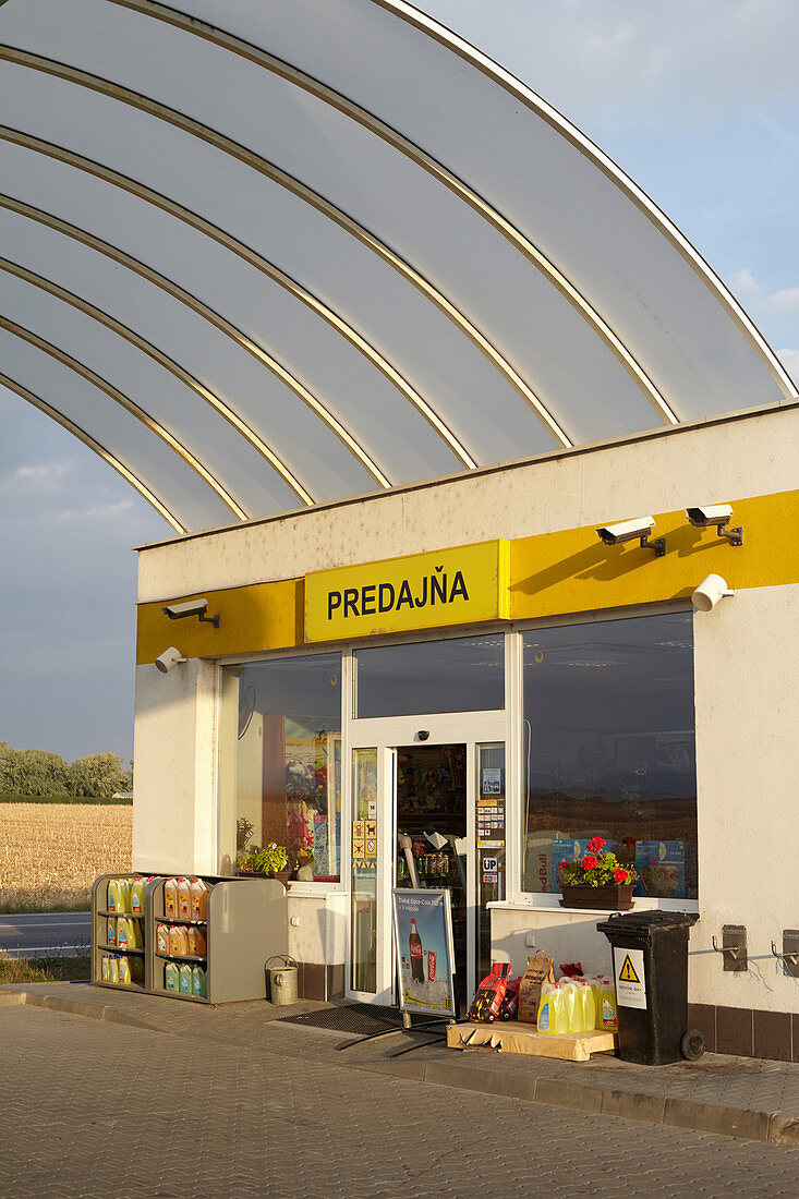 Small gas station in the outskirts of Bratislava, Slovakia