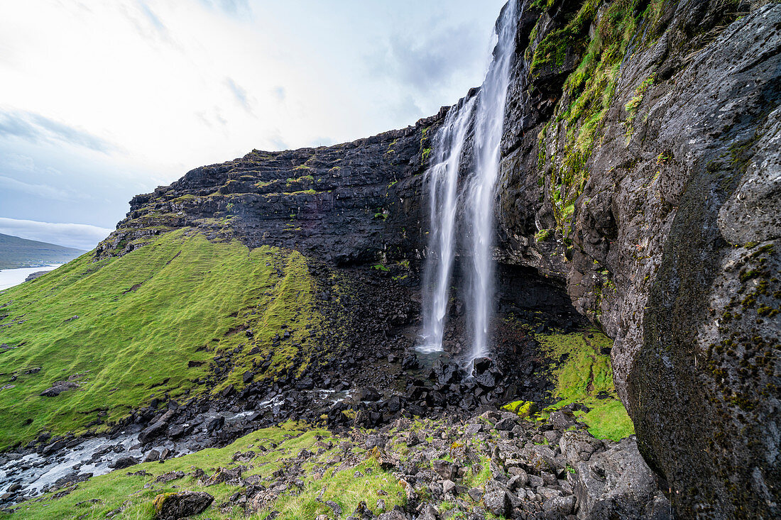 The highest waterfall in the Faroe Islands is located on the main island of Streymoy and is called Fossá.