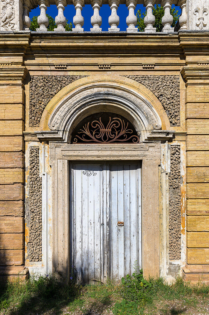 Old wooden door in the Casino Algardi, Rome, Italy