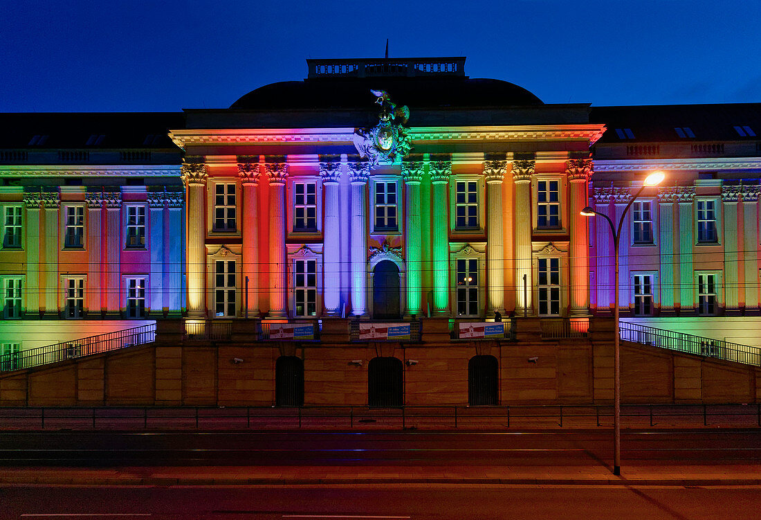 Stadtschloss, Landtag Brandenburg, Beleuchtung zum 30. Tag der Deutschen Einheit, Potsdam, Land Brandenburg, Deutschland