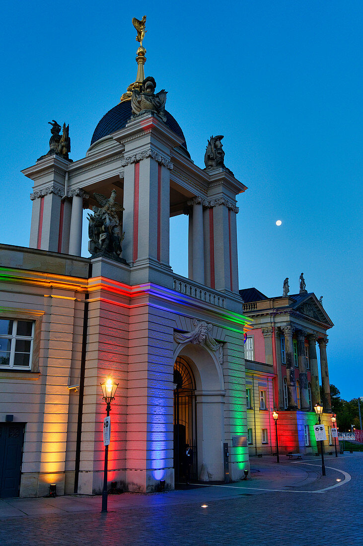 Fortunaportal, City Palace, Landtag Brandenburg, lighting for the 30th Day of German Unity, Potsdam, Land Brandenburg, Germany