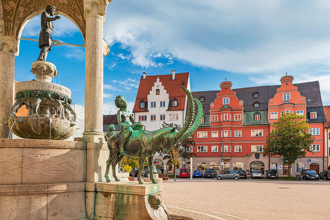 St. Mang Fountain on St. Mang Square in Kempten, Bavaria, Germany