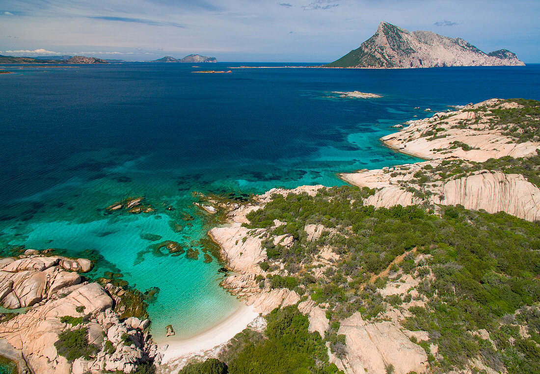 Spiaggia delle Vacche and Tavolara island, San Teodoro, Olbia Tempio province, Sardinia, Europe.