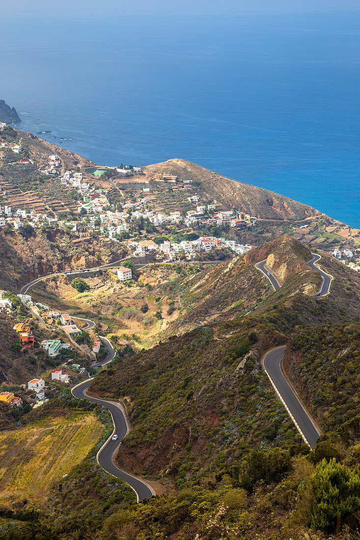 Spain,Canary Islands,Tenerife,Taganana,coastal mountain view