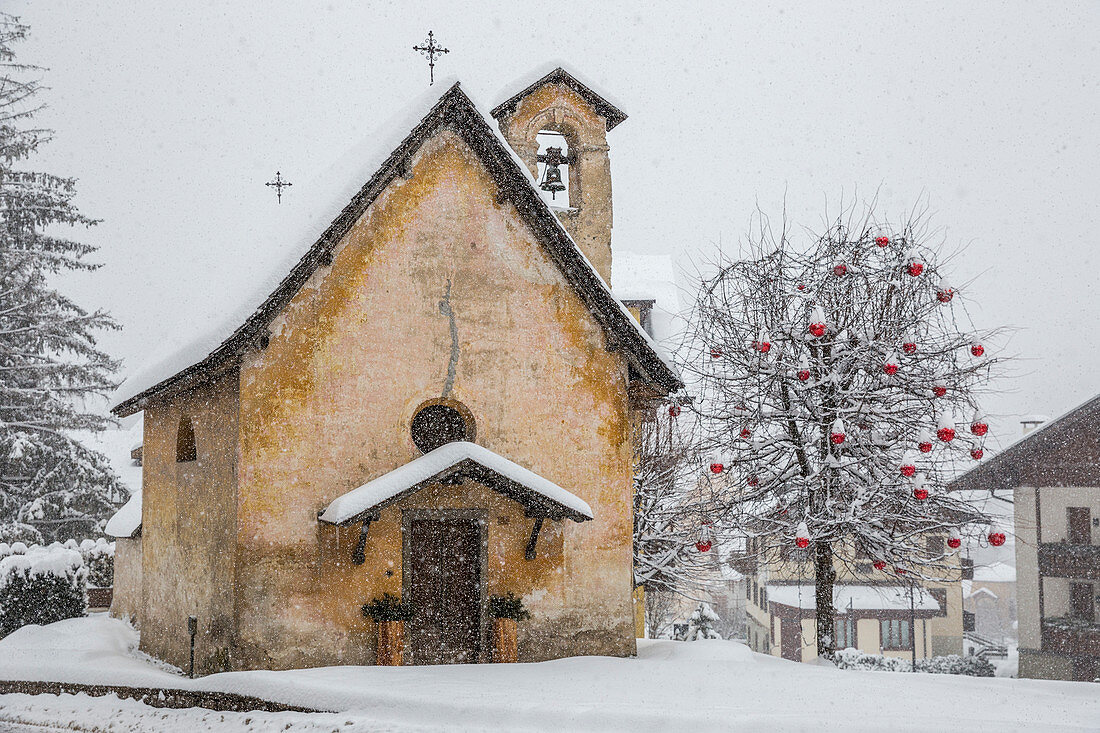Italy,Veneto,Belluno district,Boite Valley,the old church of San Francesco in Cortina d'Ampezzo