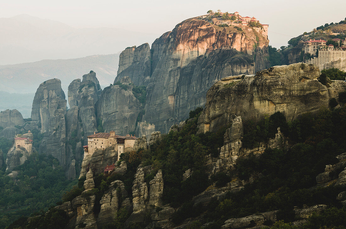 Sunrise at Viewpoint of a monastery in Meteora, Tessaglia, Greece