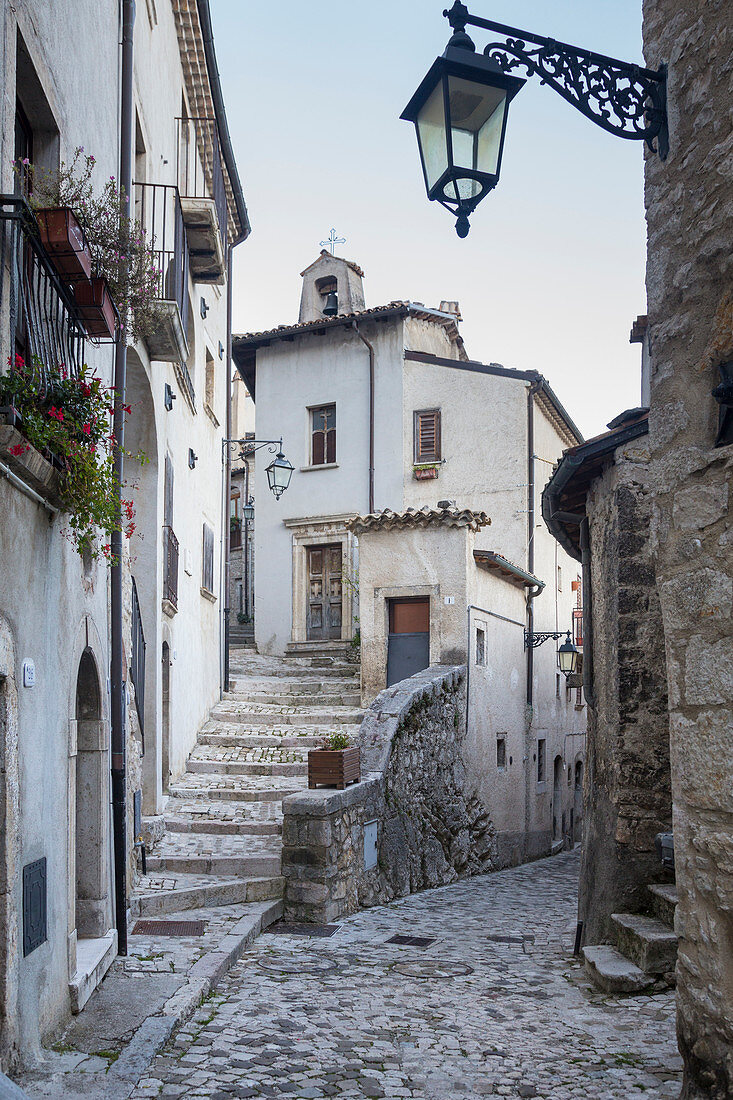 The historic village in the town of Villetta Barrea. Barrea, Abruzzo, Italy