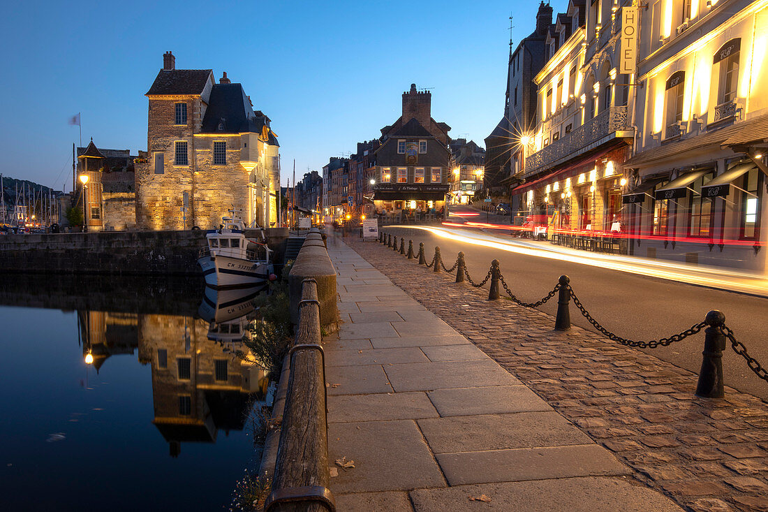 Honfleur village by night, Lisieux, Calvados, Normandy,  Normandie, France