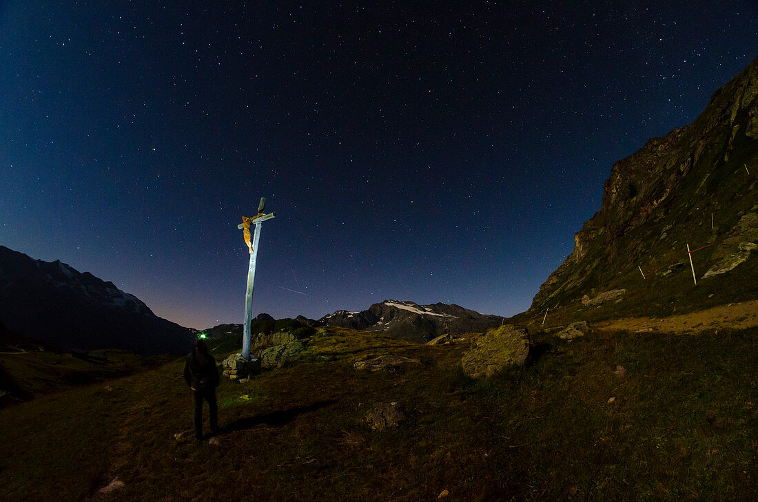 Nacht in der Nähe vom Rifugio Chalet de l'Épée, Valgrisenche, Aostatal, italienische Alpen, Italien