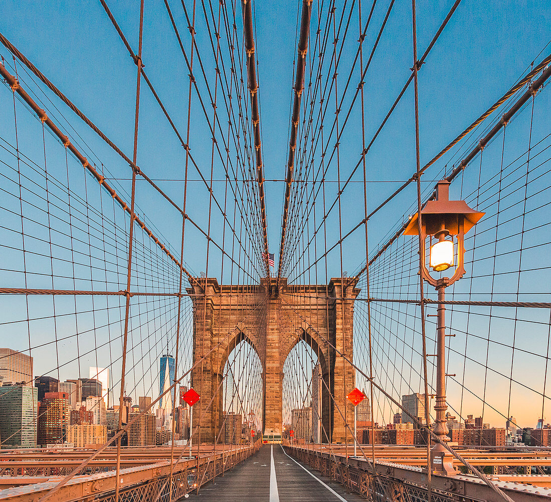 Brooklyn Bridge, Amerika, Manhattan Skyline, New York, Vereinigte Staaten von Amerika