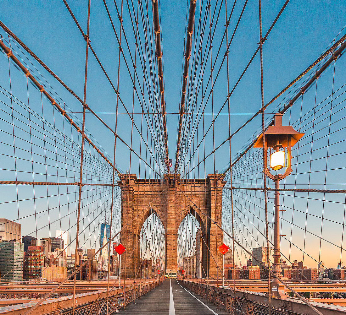 Brooklyn Bridge, Amerika, Manhattan Skyline, New York, Vereinigte Staaten von Amerika