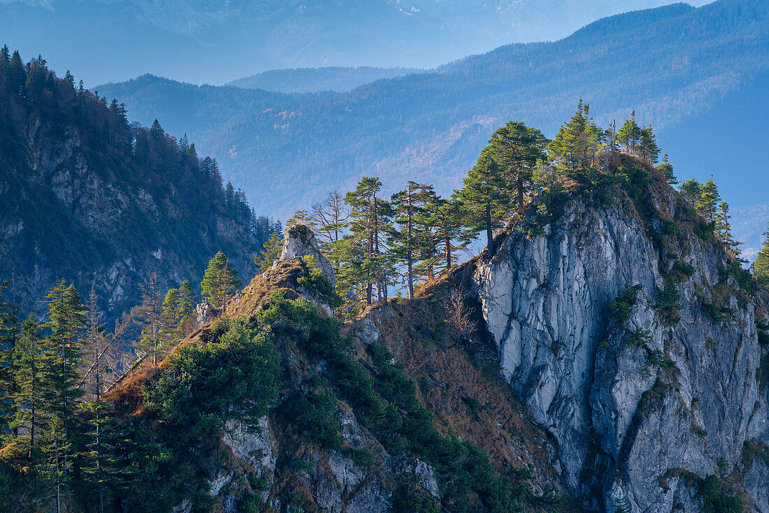 View from the Sonnenspitz to the Graseck, Kochel am See, Upper Bavaria, Bavaria, Germany