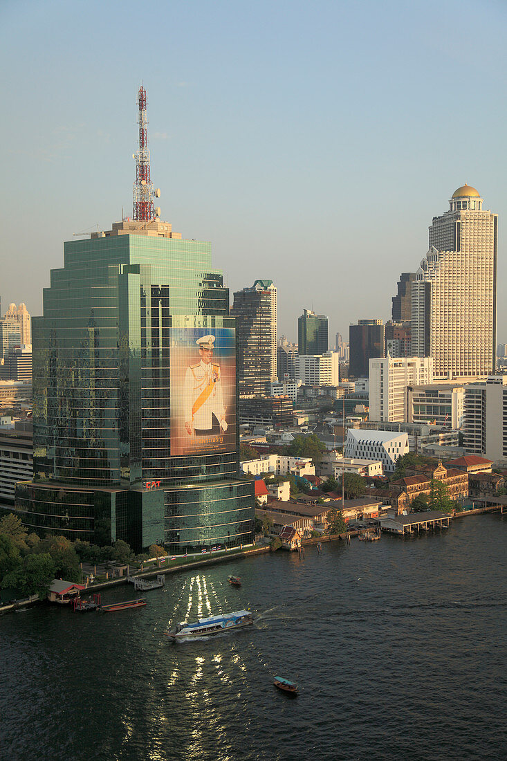 Thailand, Bangkok, Skyline, Fluss Chao Phraya, Luftaufnahme