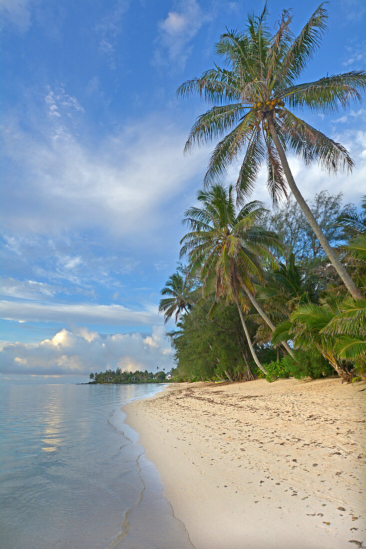 Landscape view of Muri Lagoon in sunrise in Rarotonga, Cook Islands.