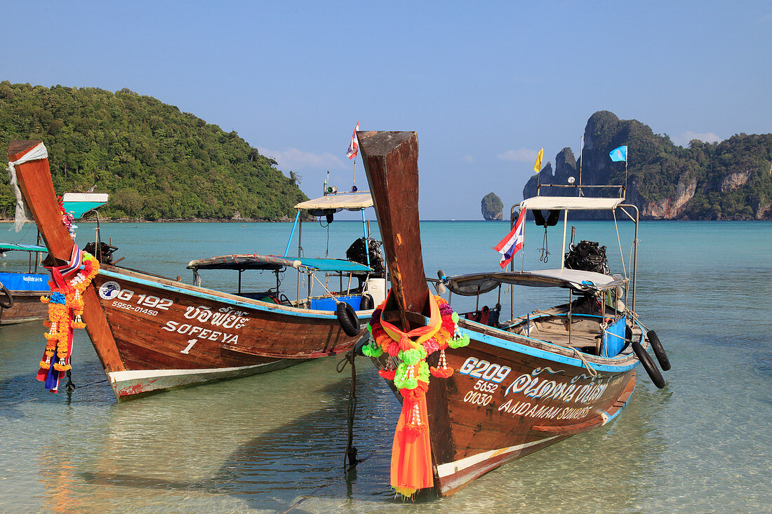 Thailand, Krabi, Phi Phi Don Island, landscape, scenery, boats, beach, 