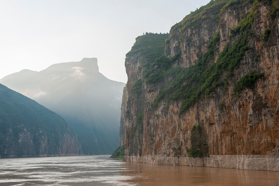 View of the Qutang Gorge in morning light, which is the shortest and most spectacular of Chinas Three Gorges, on the Yangtze River, China.