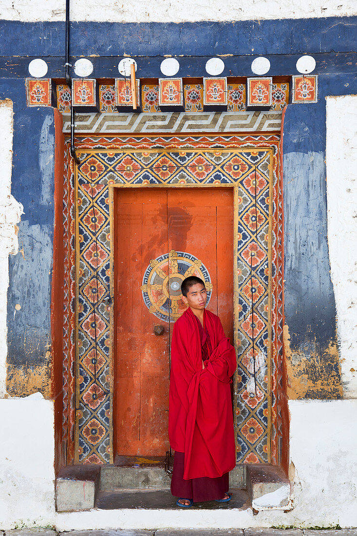 Mönch, Tongsa Dzong, Buddhistisches Kloster und Festung in Tongsa, Bhutan