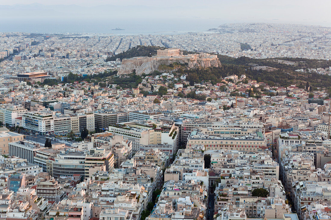 Aerial view of the Acropolis and the Parthenon Athens, Greece