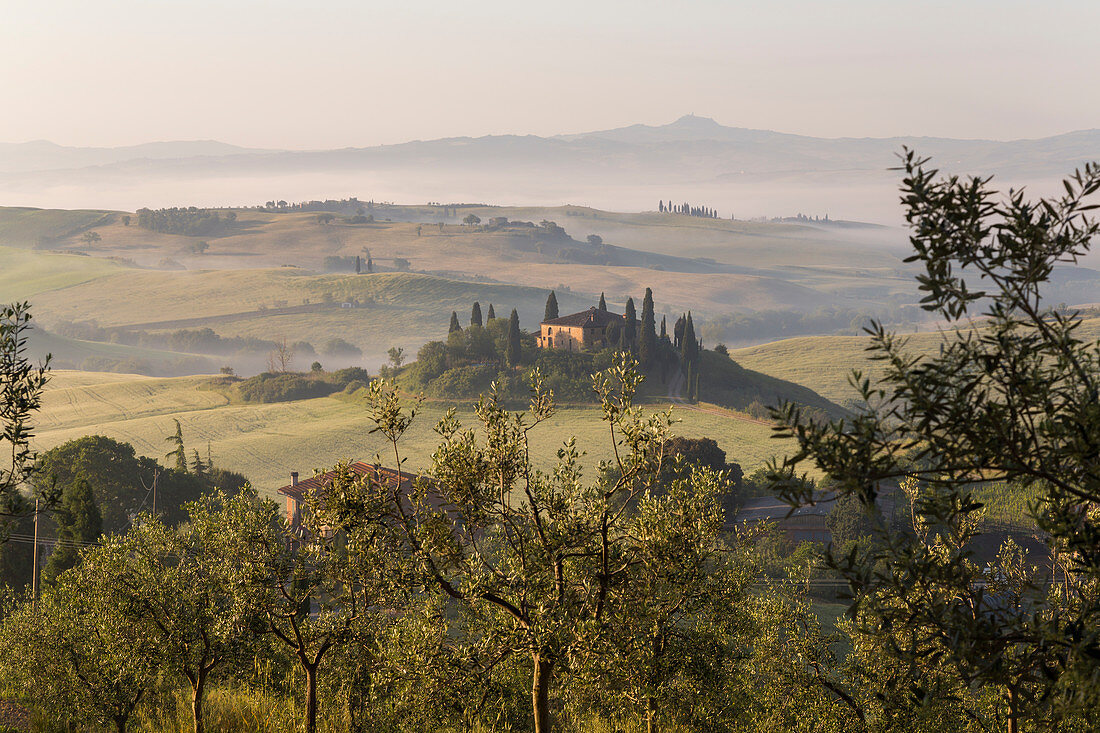 Villa on a hill in Val d’Orcia, Tuscany, central Italy