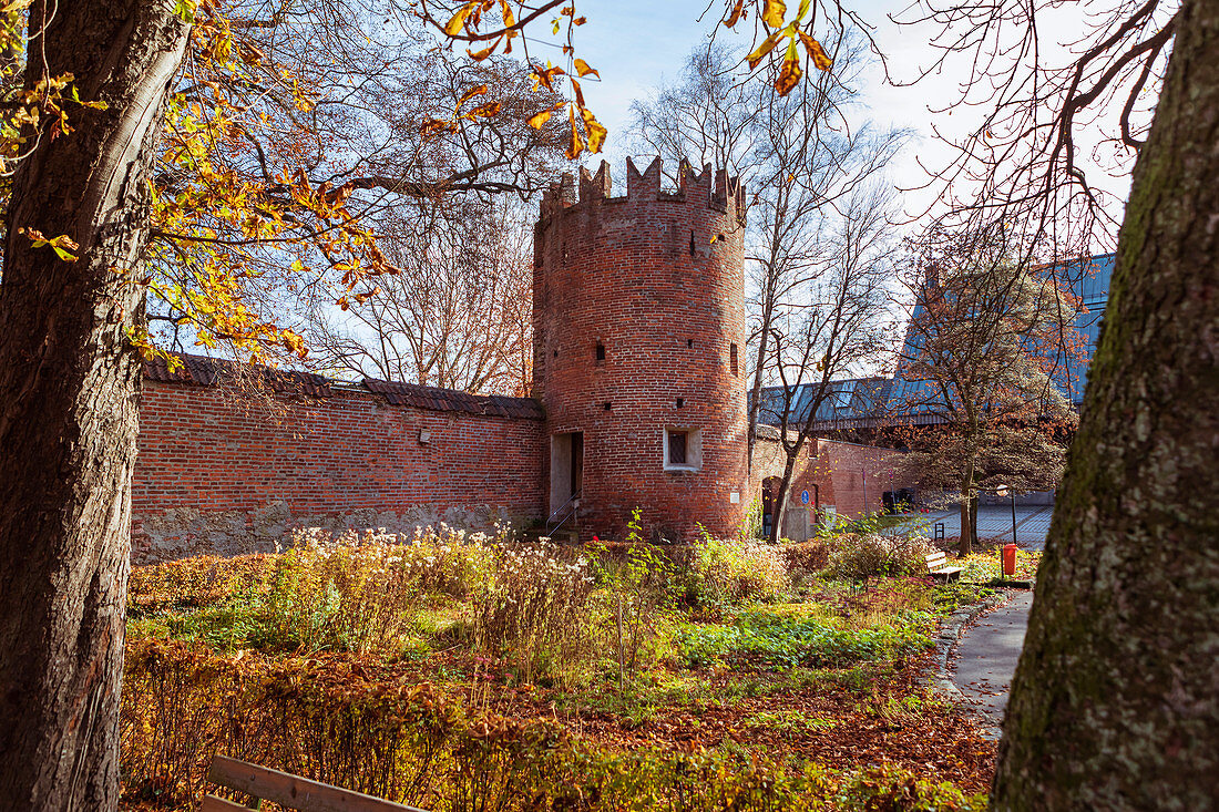 Swallowtail tower and city wall in Memmingen, Bavaria, Germany