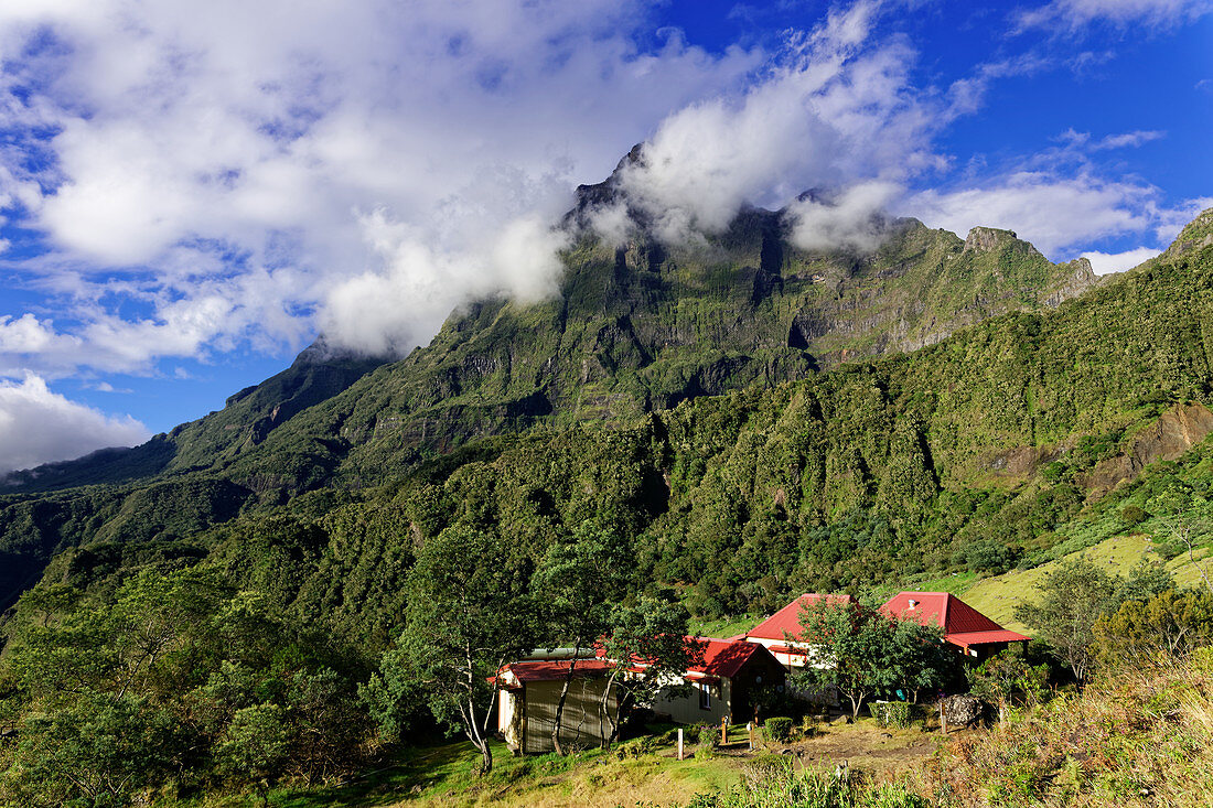 Morgenstimmung in Marla im Cirque de Mafate, La Réunion, Frankreich