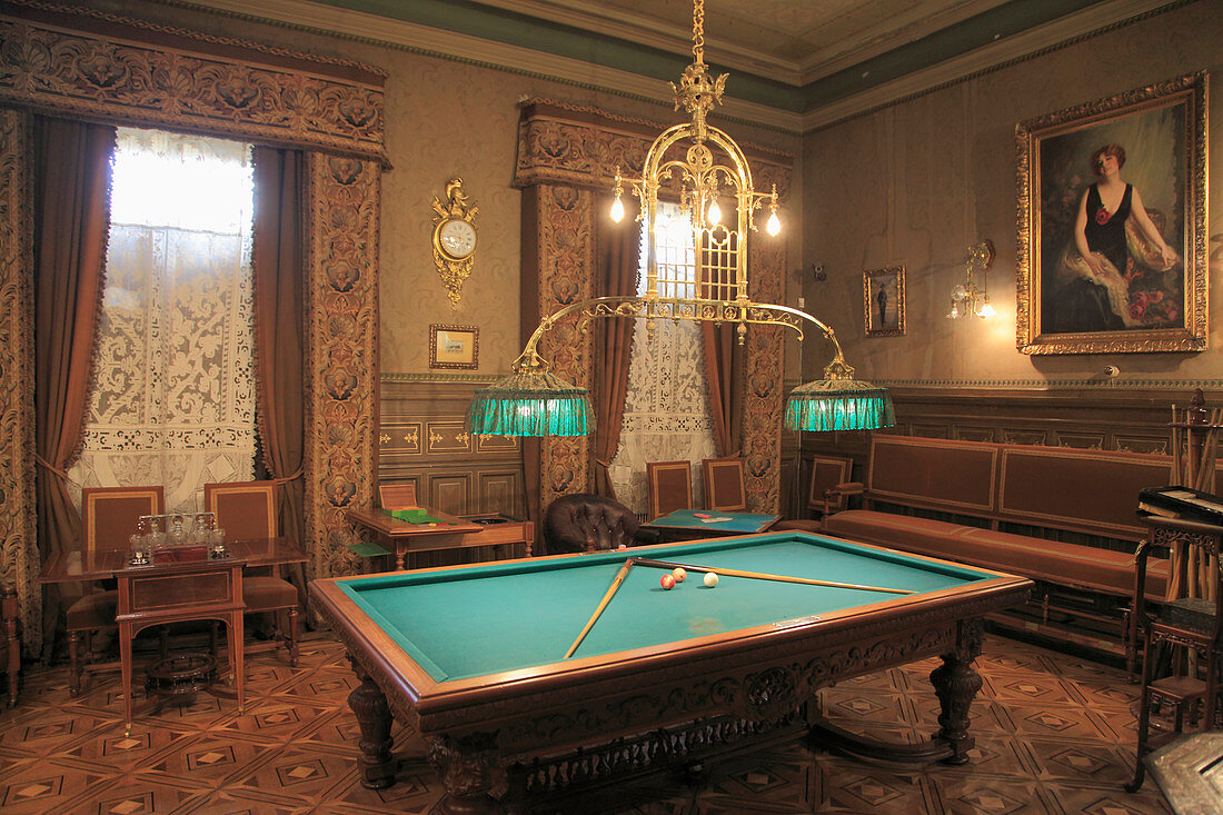 Chile, Magallanes, Punta Arenas, Braun Menendez Regional Museum, interior, billiard room, 
