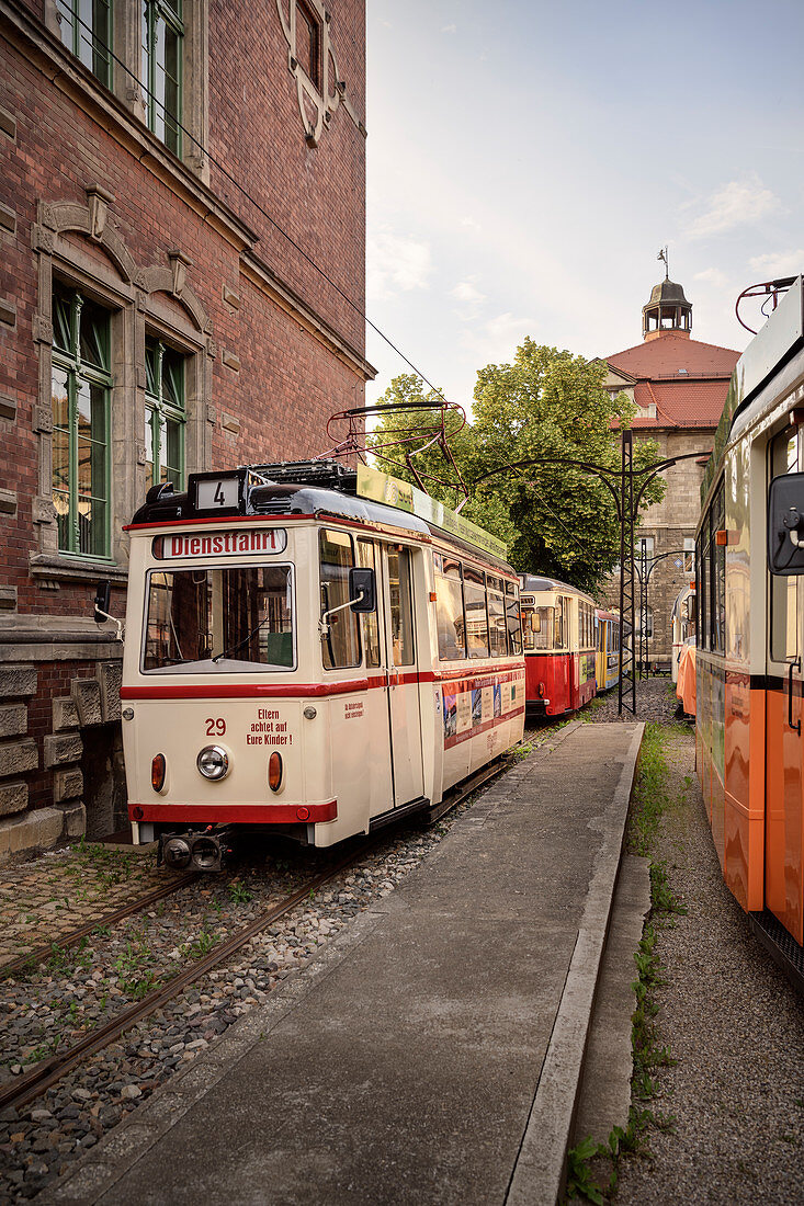 Historische Straßenbahn bei Naumburger Straßenbahn GmbH, Naumburg an der Saale, Sachsen-Anhalt, Deutschland, Europa