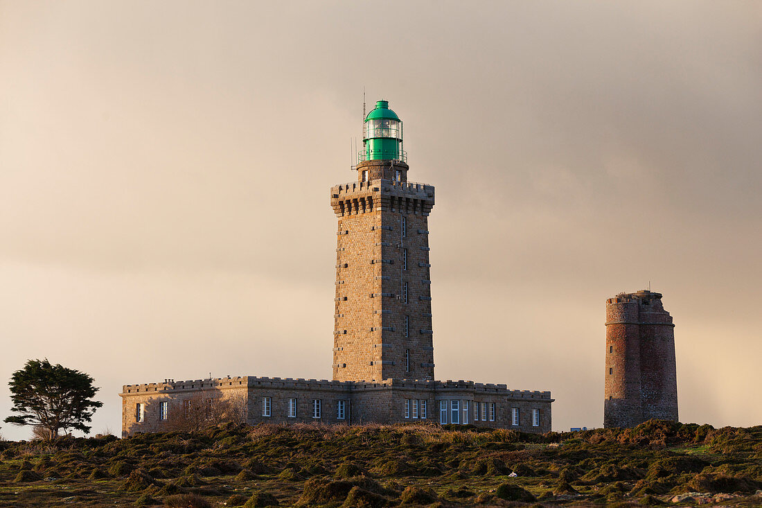Old and new lighthouse at Cap Frehel in the morning light, Brittany, France