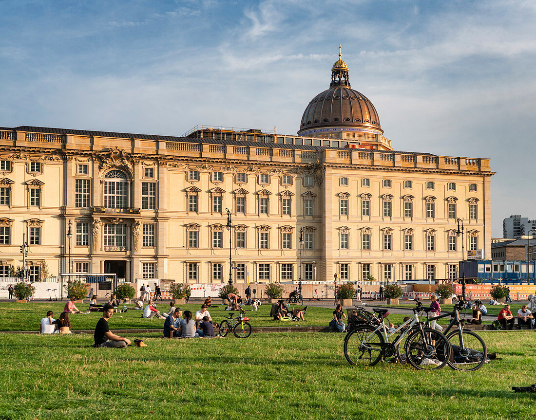 Berlin city palace, facade, pleasure garden, lawn, Berlin, Germany,